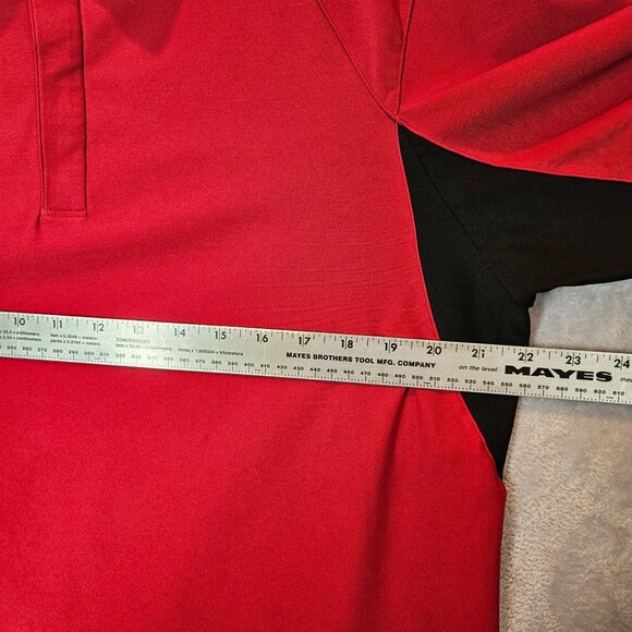 Nike Golf Polo Shirt Mens L Red Black color block Dri-Fit office athletic golf - Picture 4 of 12